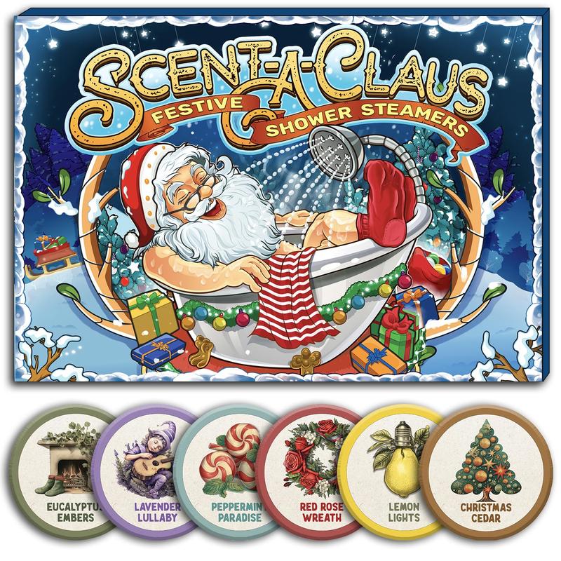 Shower Steamers Christmas Stocking Stuffers for Women - Scent-A-Claus Christmas Gifts Box - Set of 6 Holiday Theme Flavors. Mom Gifts for Her 2024. White Elephant Wife Girlfriend Teen Girls Teenagers