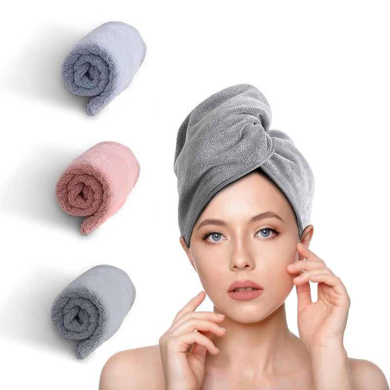 Microfiber Hair Plopping Towel Wrap, 3 Packs Super Absorbent Quick Dry Hair Turbans for Wet Hair, Drying Hair Wrap Towels for Women Gift