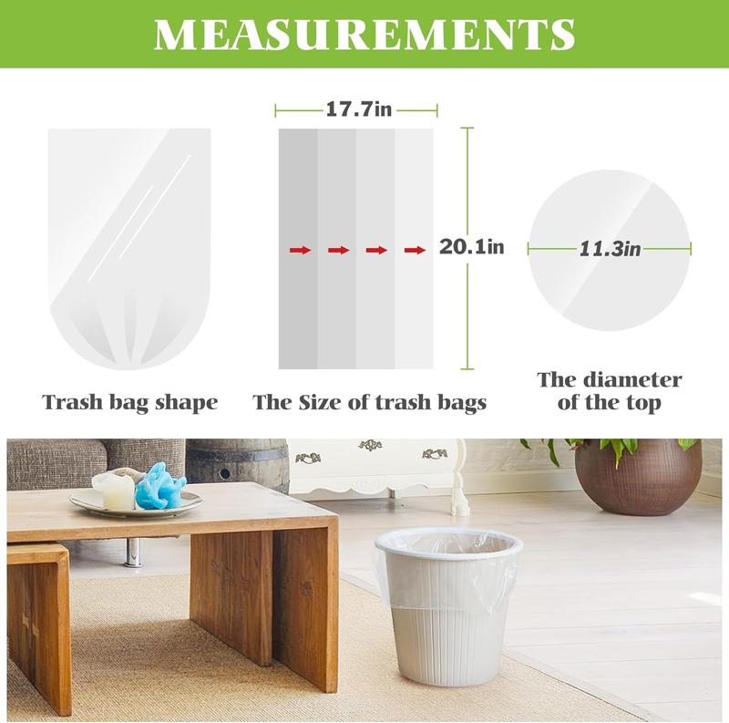 2.6 Gallon 80 Counts Strong Trash Bags Garbage Bags by , Bathroom Trash Can Bin Liners, Small Plastic Bags for Home Office Kitchen,fit 10 Liter, 2,2.5,3 Gal, Clear