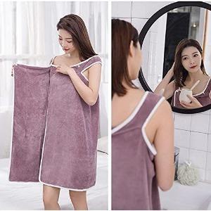 Off Shoulder Wearable Bath Towel Wrap Women Oversized Water Absorbent Beach Spa Gym Bathrobes Slip Dress Bathroom Towel Bathing Shower Cover Up Tube Dress Nightwear Sleepdress Sleeping Robe