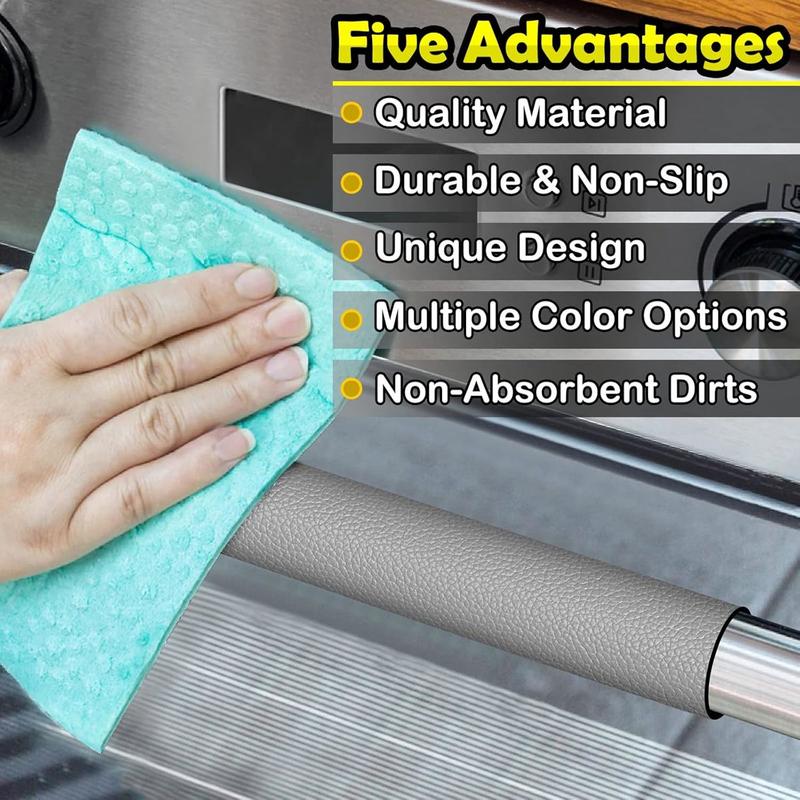 Refrigerator Handle Covers, 6PCS, Leather Kitchen Appliance Handle Covers, Keep Your Fridge Microwave Oven Stove or Dishwasher Clean, Stains Dirty Oils, Timesaver, Kitchen Decor