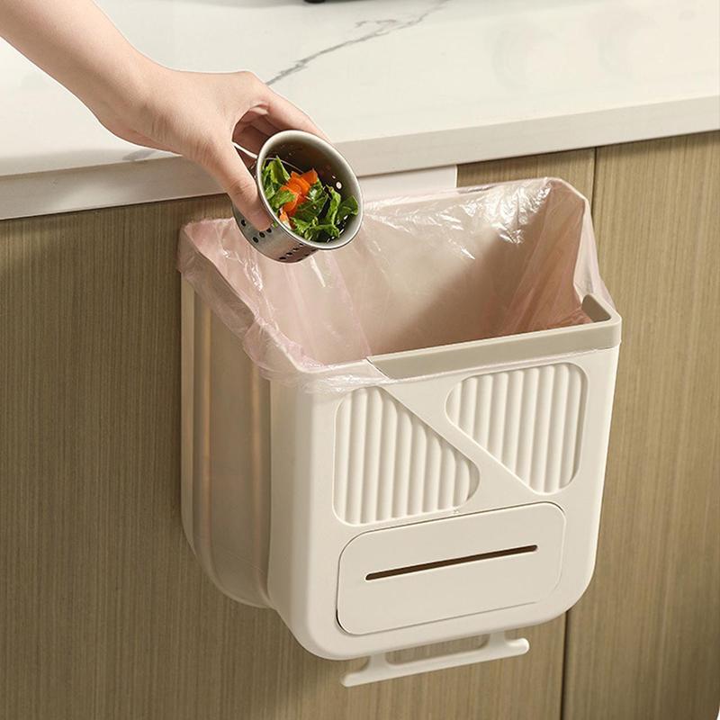 Kitchen Cabinet Door Hanging Trash Can, 1 Count Hanging Foldable Trash Can, Household Hanging Trash Can for Kitchen, Home Care Supplies