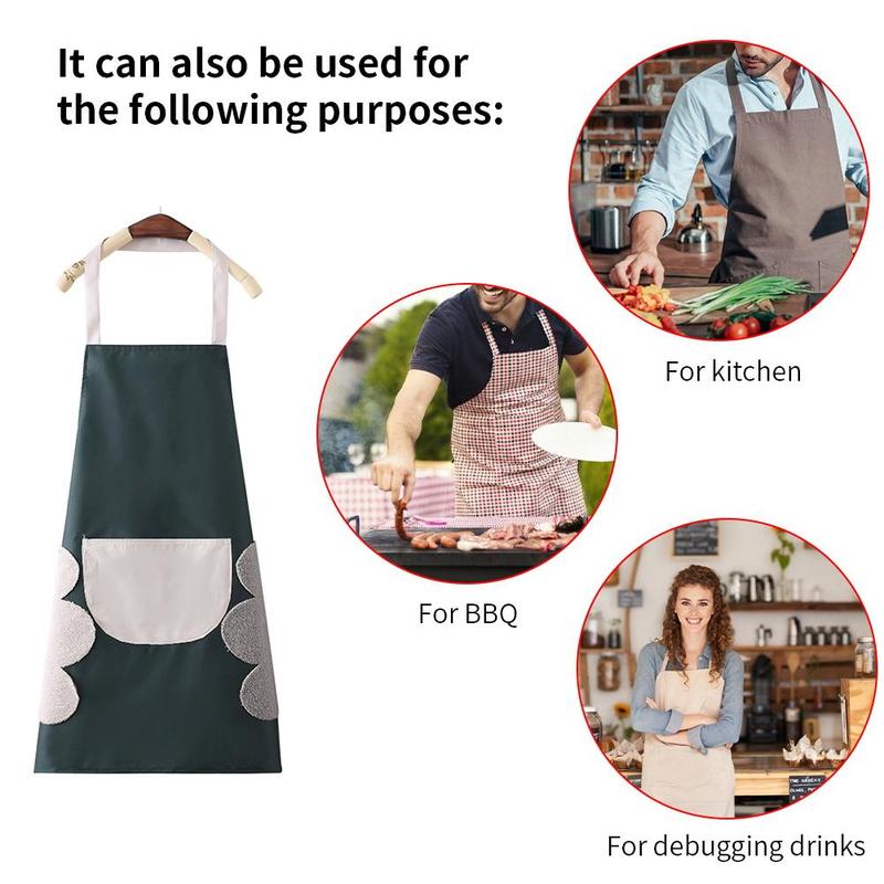 Letter & Flower Pattern Apron with Pocket, 1 Count Fashion Waterproof Cooking Apron, Lightweight & Durable Apron for Men & Women, Kitchen Accessories