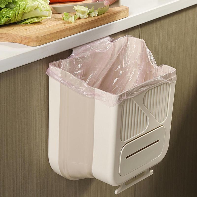 Kitchen Cabinet Door Hanging Trash Can, 1 Count Hanging Foldable Trash Can, Household Hanging Trash Can for Kitchen, Home Care Supplies