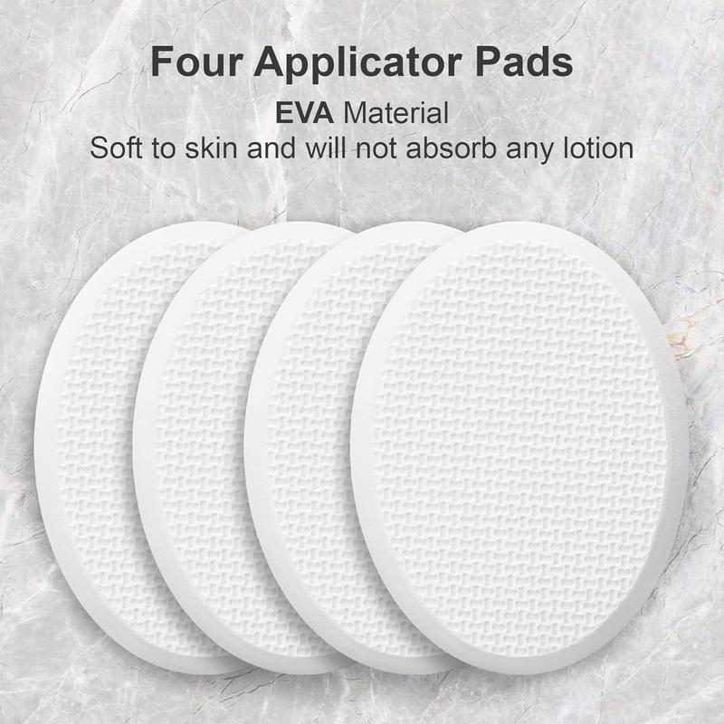 Lotion Applicator for Back, Feet, 4 Replaceable Pads with 1 Long Handled, Back Lotion Applicator for Elderly, Women, Apply Cream Skin Cream Moisturizer Sunscreen Tanner, White