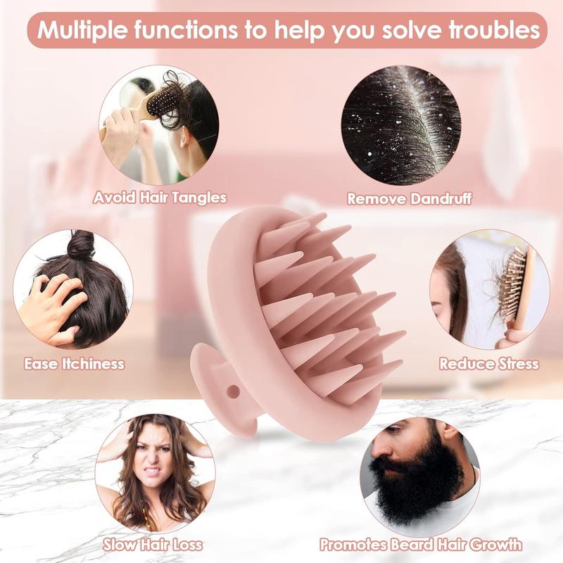 Soft Silicone Hair Scalp Massager Shampoo Brush, Upgraded Hair Scalp Scrubber for Dandruff Removal for Wet Dry Hair Scalp Brush Easily Reach the Root of Thick Curly Hair Scalp Massager Hair Growth Accessories Hand Hollow Set