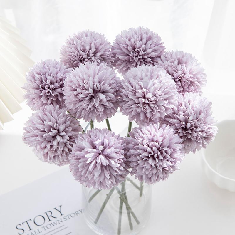 Artificial Pompon Flower, 2pcs Creative Diy Spring Fake Flower Bouquet, Decorative Flowers for Home & Wedding Party Decor, Decoration Home Ideas, Home Decor