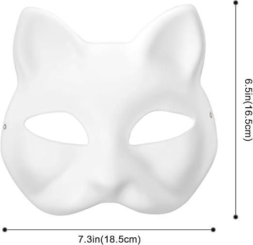 10pcs Cat Masks to Paint White Paper Mask Blank Pulp Masks to Decorate,Mask Painting for Kids DIY Halloween Mask