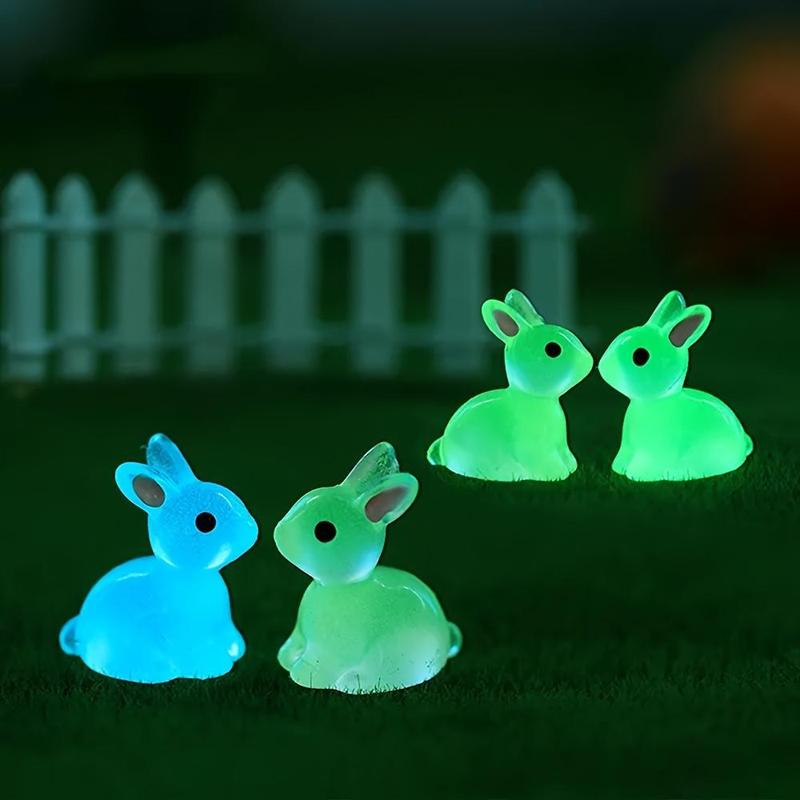 Random Color Cute Mini Resin Rabbit Desktop Ornament, 30pcs 50pcs Glow in The Dark Miniature Figurine, Bunny Miniature Garden & Home Decor