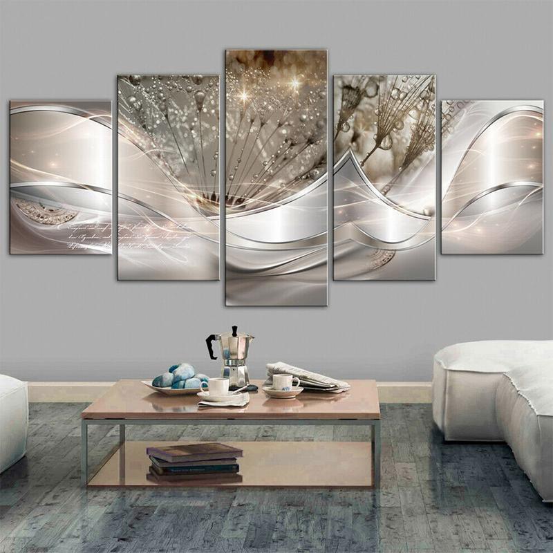 5Counts Wall Paintings Set No Fading Wall Art Modern Artwork Wall Decor Creative Spraying Painting Sofa Background Painting for Kitchen Bedroom Living Room