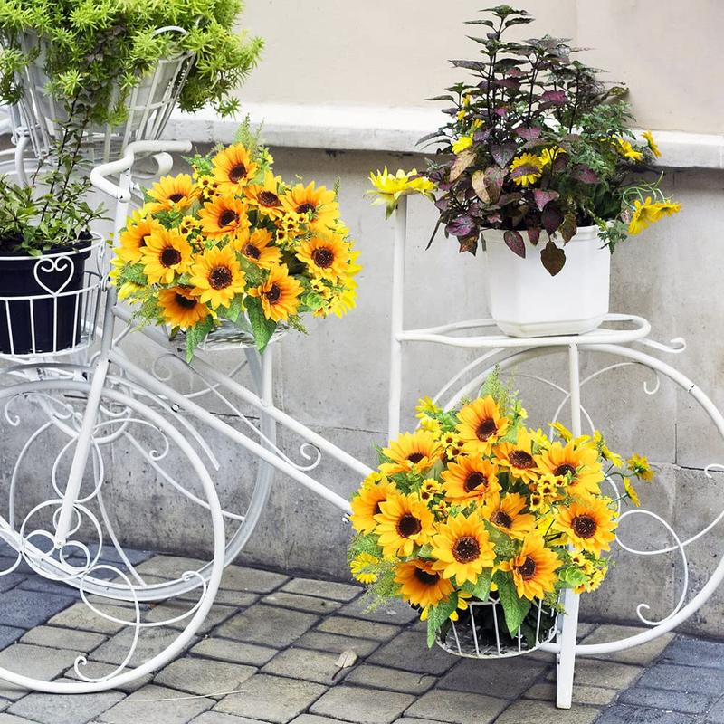 Artificial Sunflower Bouquets,2 Bunches Fake Wildflowers for Baby Shower Home Wedding Spring Decor, Bride Holding Flowers,DIY Garden Craft Art Decor