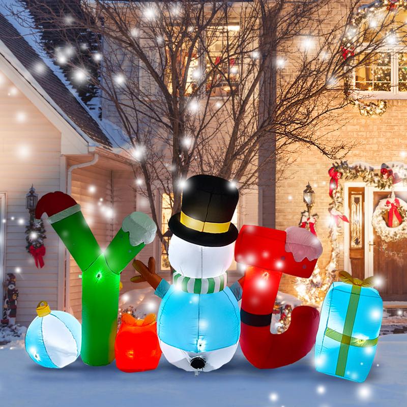 8FT Huge Blow Up Christmas Snowman Inflatables Lighted Christmas Outdoor Inflatable Decorations, Xmas Inflatables Snowman for Lawn Yard Holiday Party