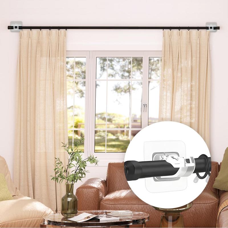 Curtain Rod Bracket, 8 Counts set Summer Self Adhesive Curtain Rod Hook, Storage Organizer Storage Curtain Accessories, Room Accessories, Home Organizer Storages for Bathroom Bathroom, Summer Essentials, Unique Furniture for Bedroom, Fall Gifts