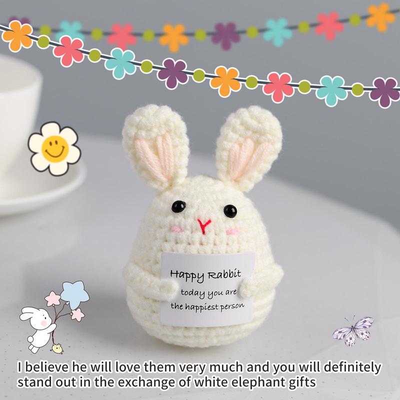 Cute Cartoon Happy Rabbit Design Crochet Ornament, 1 Count Creative Handmade Crochet Decoration Craft Gift, Home Decor Supplies for Living Room Bedroom Office