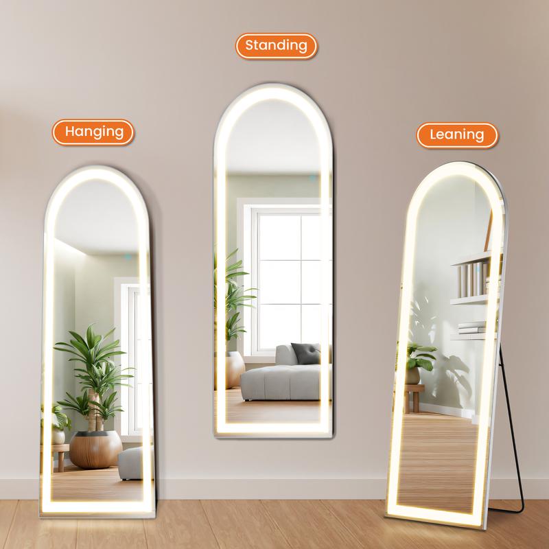 FurniChic Haven LED Lighted Floor Standing Mirror with Stand and Wall Mount-Mirror Durable Glass decorating luxury decorating luxury decorating luxury