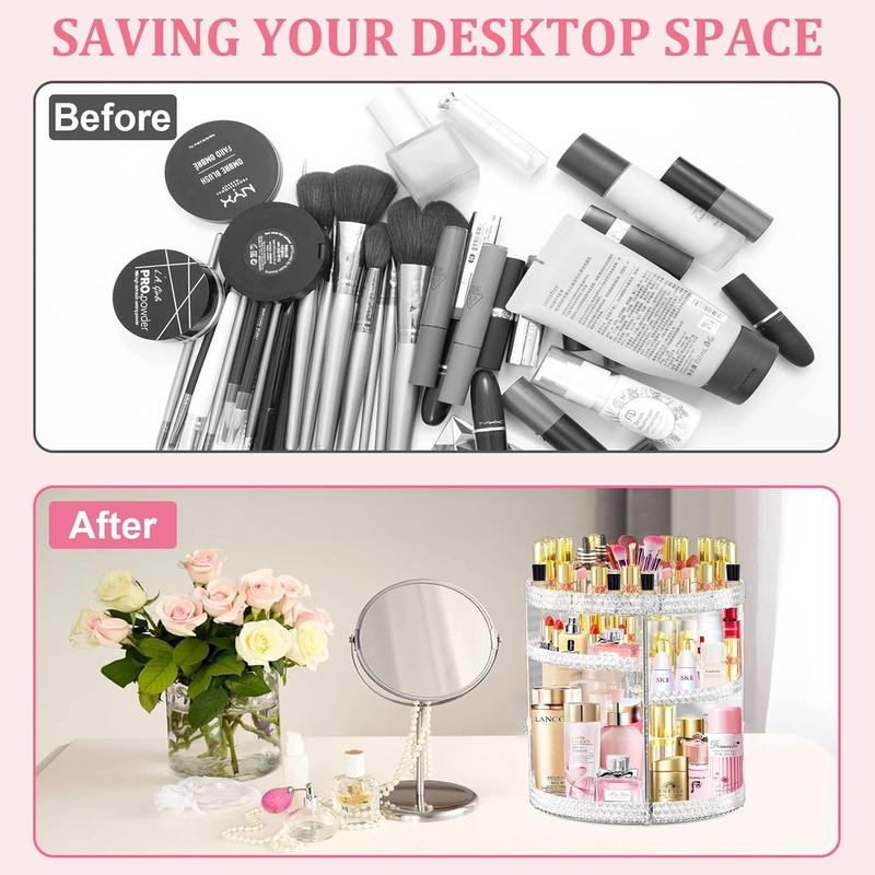 360° rotating 7-layer diamond pattern acrylic cosmetic storage box Organiser Plastic