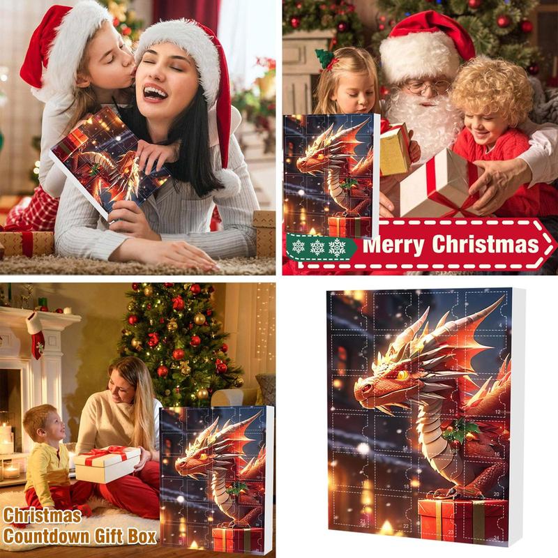 2024 Christmas Countdown Calendar, 1 Set Cute Dragon Baby Design 24 Days Surprise Gifts Christmas Countdown Calendar, Festive & Party Supplies