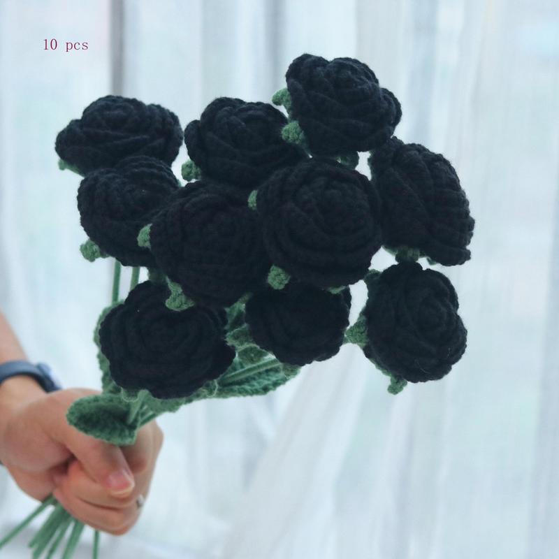 Artificial Rose without Vase, 1 3 6 10pcs Crochet Simulated Flower, Flowers Bouquet, Decorative Flower for Home Party Wedding