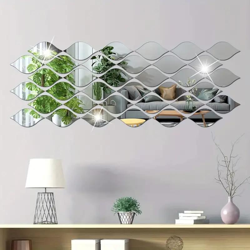 Water Drop Shaped Mirror Wall Sticker, 10pcs set Geometric Pattern Acrylic Mirror Wall Sticker, Removable Wall Sticker, DIY Wall Decal for Living Room Bathroom Home Decoration