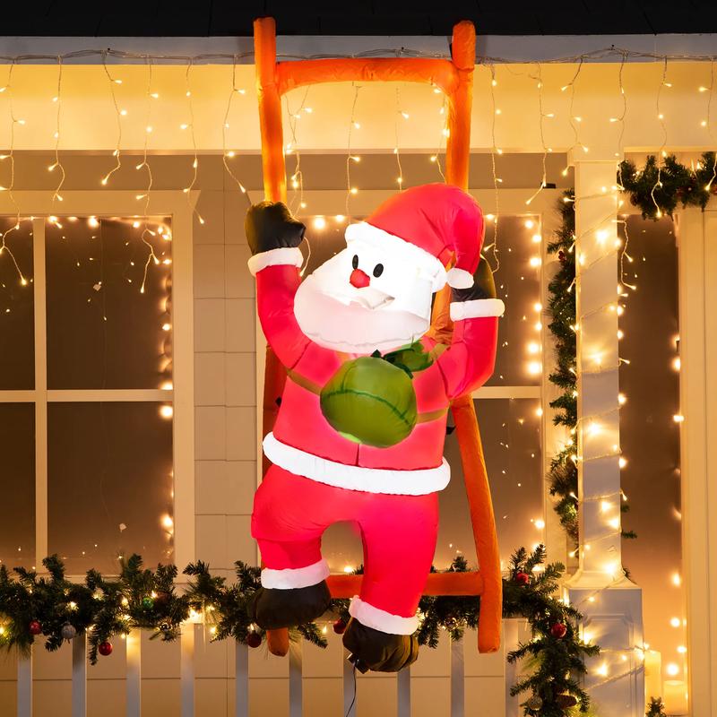 Christmas Gift 6ft Tall LED Inflatable Climbing Santa Decoration