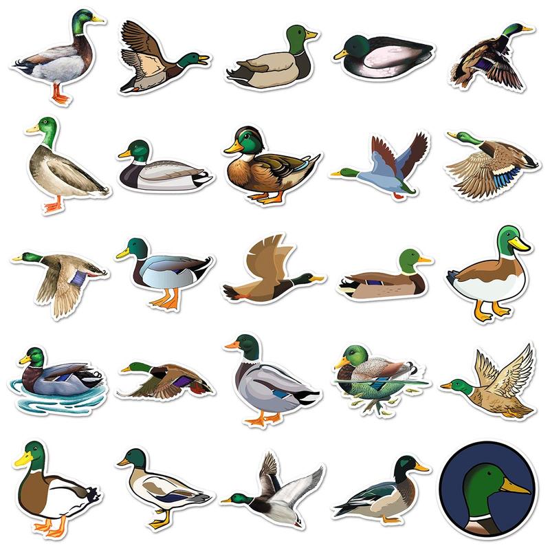 Cute Duck Pattern Sticker, 50pcs set Waterproof Self Adhesive Decor Paper, Decor Sticker for Gift Greeting Card Water Bottle Laptop Phone