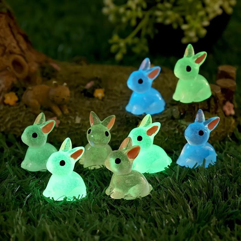 Random Color Cute Mini Resin Rabbit Desktop Ornament, 30pcs 50pcs Glow in The Dark Miniature Figurine, Bunny Miniature Garden & Home Decor