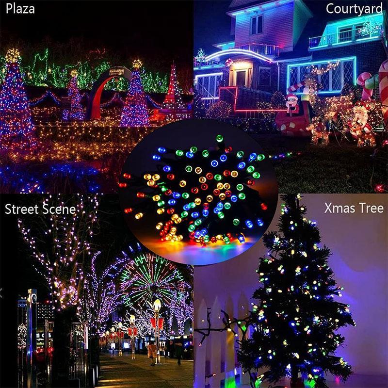 Christmas Solar Powered String LED Lights, 100 LEDs Solar String Lights with 8 Lighting Modes, Waterproof Outdoor Lamp, Decoration Lighting for Wedding Party Garden Patio Decor