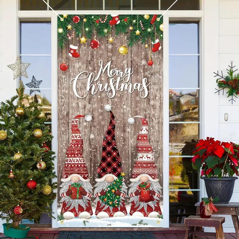 Christmas Themed Door Banner, 1 Count Snowflake & Tree Pattern Door Hanging Banner, Festive Backdrop for Home Party Decoration