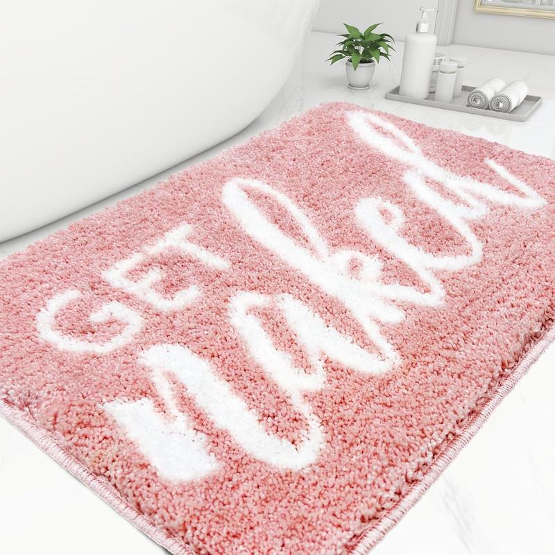 Small Bath Mat Pink Bathroom Rugs - Trendy Absorbent Cute Bathroom Rugs, Pink Bathroom Decor, Non Slip Bathroom Mat Decor Funny Bath Rug Aesthetic Bathmats for Sink tub and Shower 16