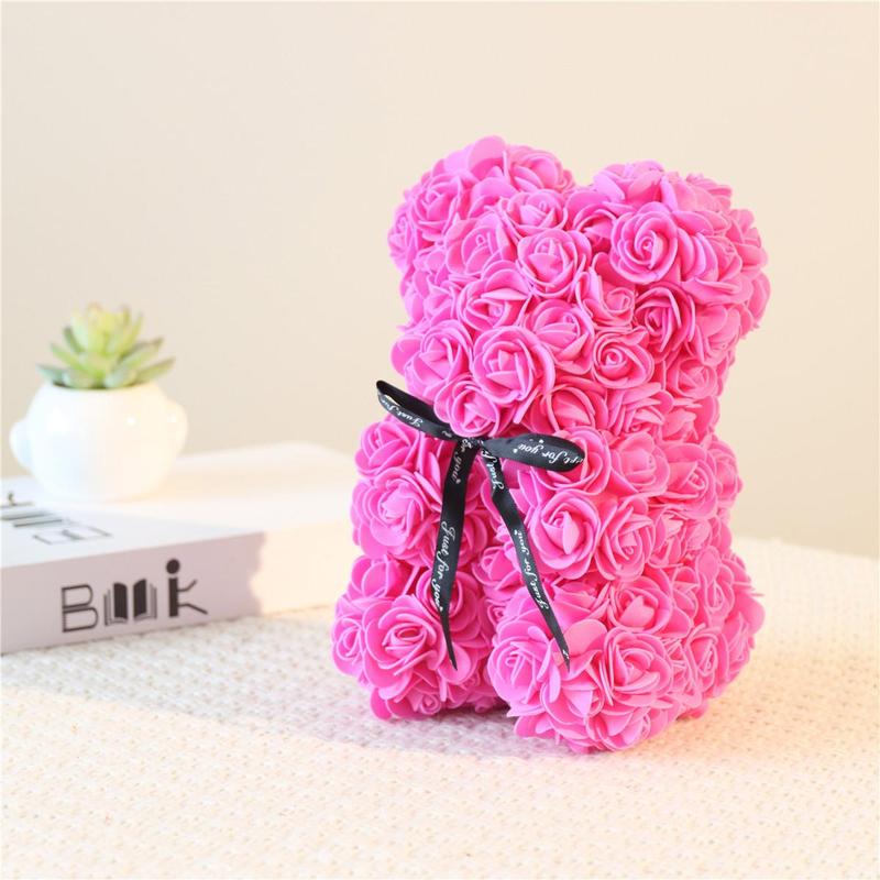 Rose Bear for Room Decor, 1 Count Creative DIY Cute Bear Design Artificial Flower Bouquet Ornaments, Bedroom Decor, Gift for Wedding, Summer Gift, Boyfriend Gifts, Room Accessories