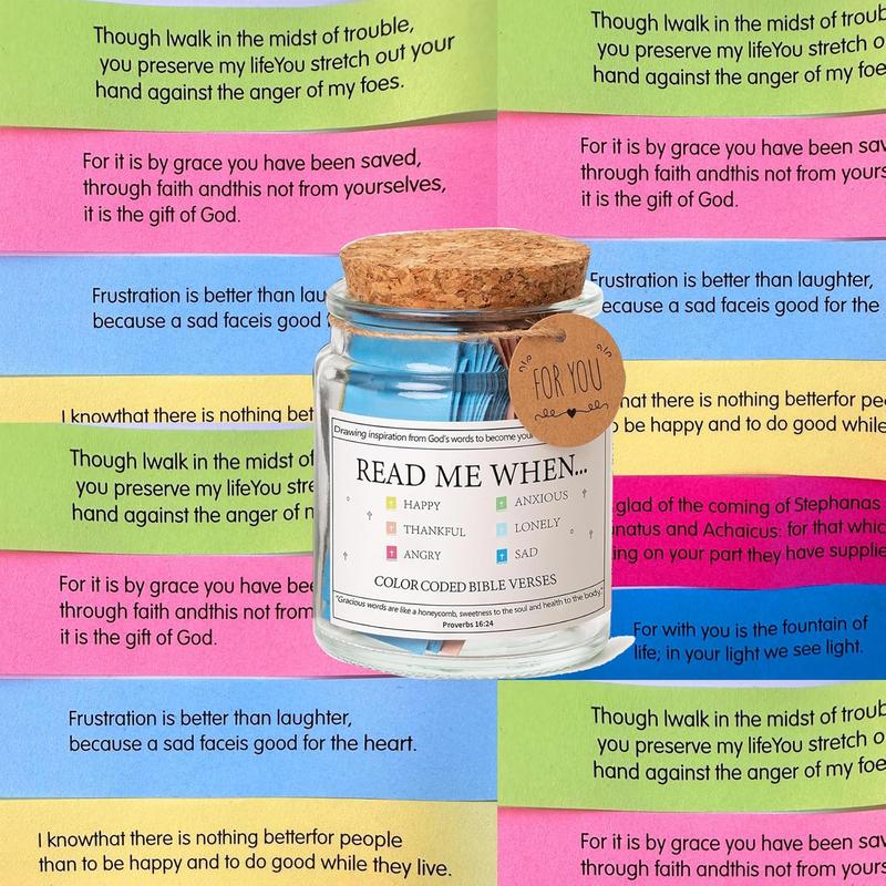 The Hope Jar, Bible Verses Jar For Emotions And Feelings Scripture Jar Color-Coded Bible Verses in a jar Prayer Jar Blessings Jar bible gifts for women Christian Bible Gift (Read Me When)