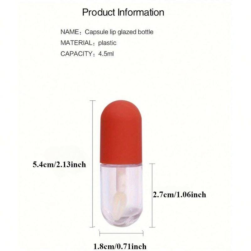 Mini Lip Gloss Tube with Brush Cap, 5 Counts Capsule Shape Empty Refillable DIY Lip Glaze Lip Oil Container, Travel Essentials