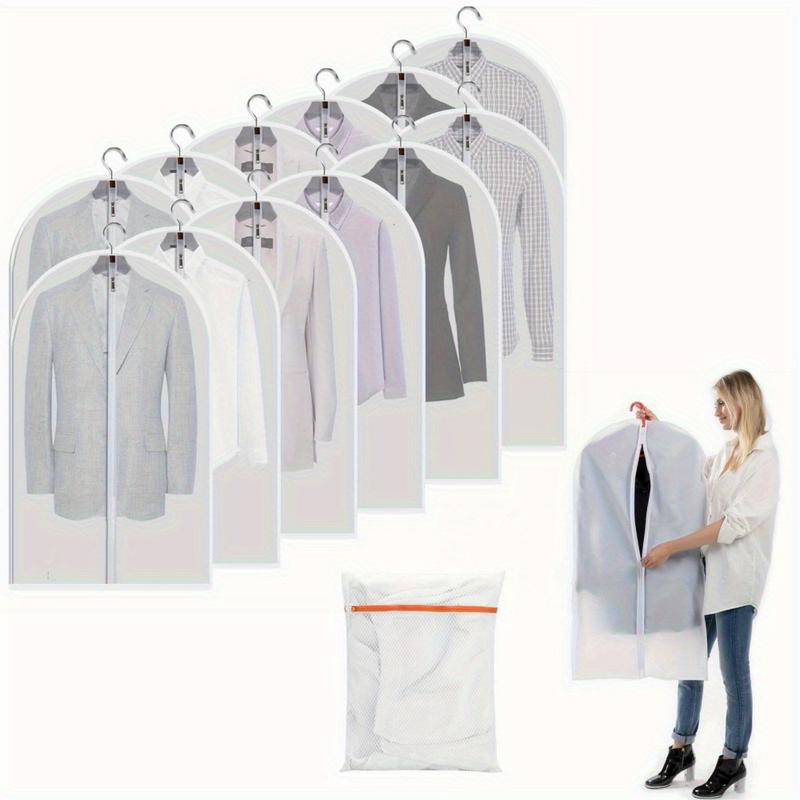 13pcs  set Suit Bags for Closet Storage Hanging Garment Bag Lightweight Clear Full Zipper Suit Bags (Set of 12) Breathable Garment Cover for Suit