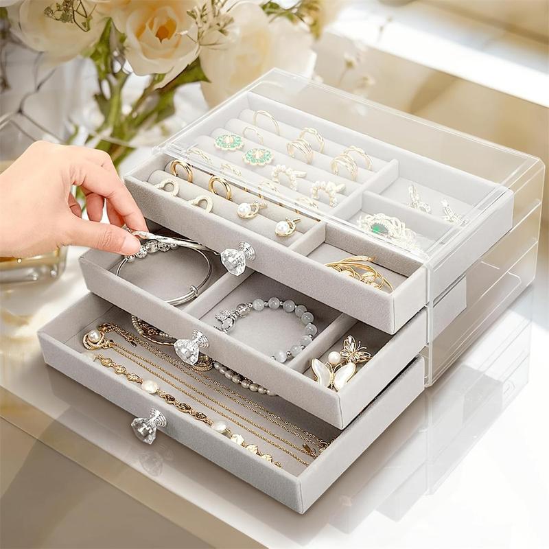 Jewelry Storage Box, 1 Count Multi Layer Jewelry Organizer, Jewelry Display Box, Home Organizer for Jewelry, Earrings, Rings, Necklaces