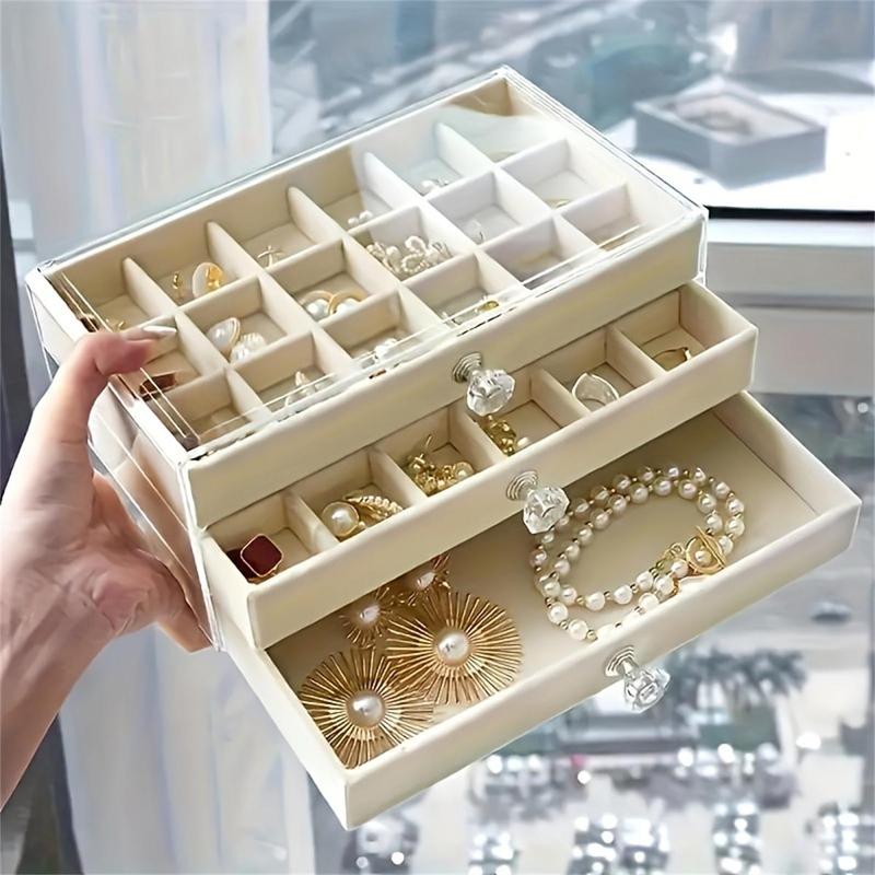 Jewelry Storage Box, 1 Count Multi Layer Jewelry Organizer, Jewelry Display Box, Home Organizer for Jewelry, Earrings, Rings, Necklaces