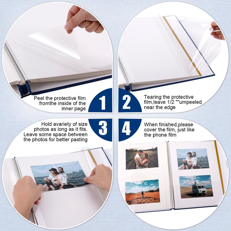 DIY Adventure Book Photo Album Self Adhesive Pages Scrapbook 40 Self Adhesive Pages 3D Cover Album for 3x5, 4x6, 6x8, 8x10 Photo Wedding Decor Gift