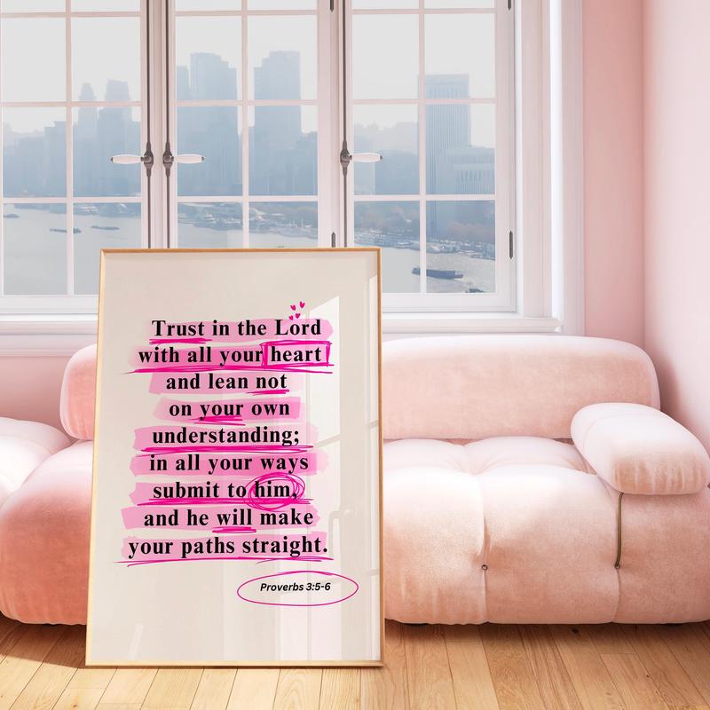 322Eglewood Trendy Modern Christian Art Proverbs God Wall Art Scripture Decor Pink Wallart Bible Verse Wall Art Spiritual Art Religious Unframe