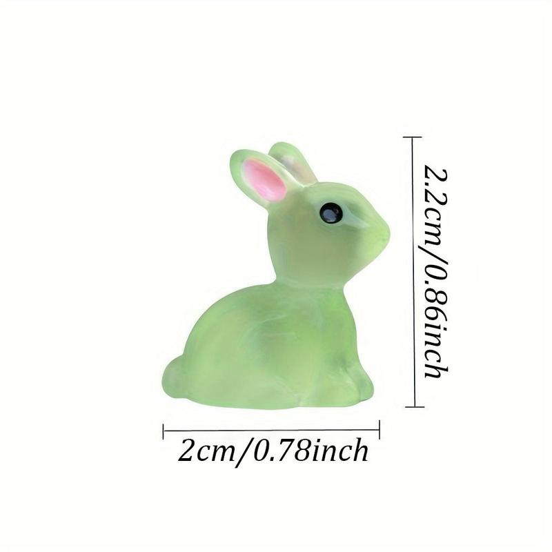 Random Color Cute Mini Resin Rabbit Desktop Ornament, 30pcs 50pcs Glow in The Dark Miniature Figurine, Bunny Miniature Garden & Home Decor