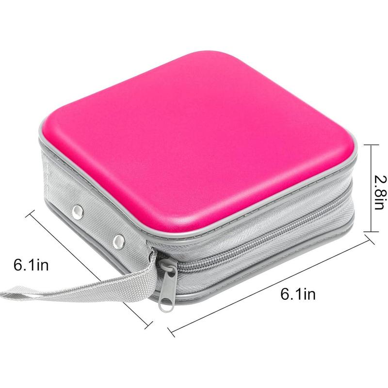 CD Case, 40 Capacity CD DVD Case Holders Wallet Hard Plastic DVD Disc Cases Storage Binder for  Home Office Travel (Hot Pink)