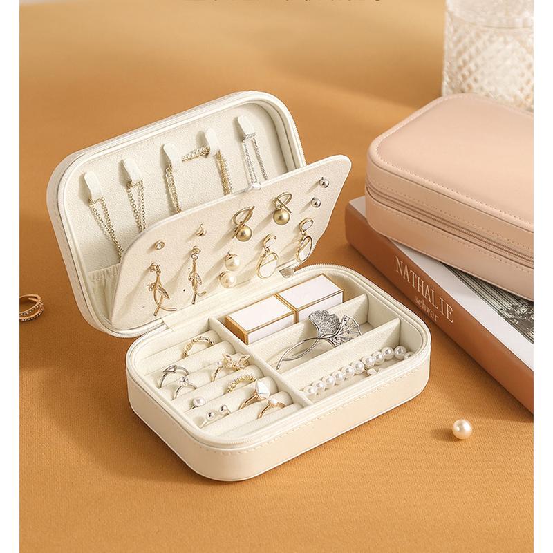 Jewelry Box PU Leather Small Portable 2 Layers Organizer Display Storage Holder Boxes for Rings, Earrings, Necklaces, Bracelets