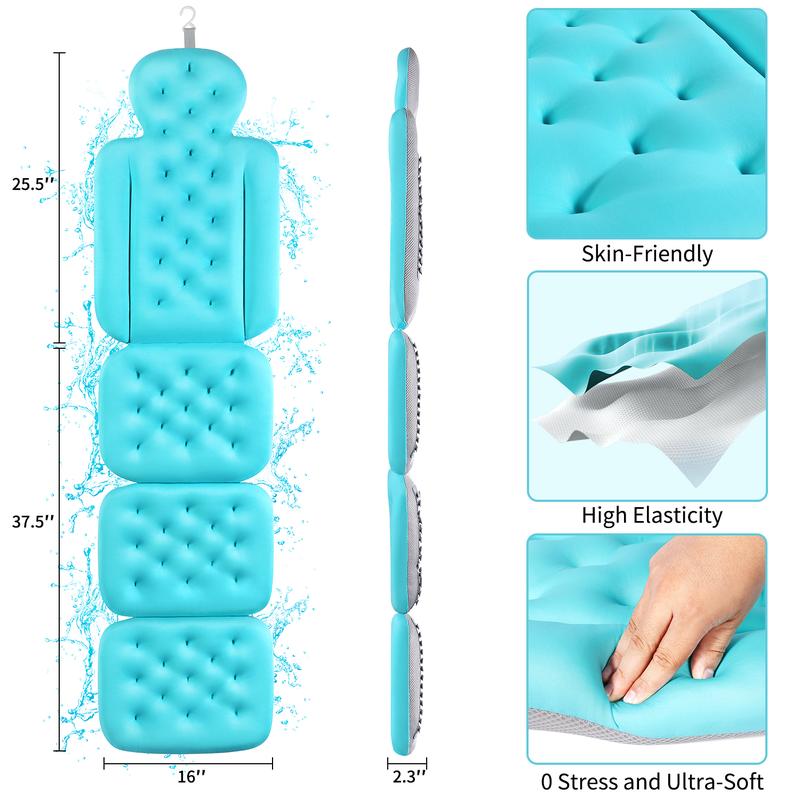 VOXORFull Body Bath Pillow,ThickBathtub Cushion with Laundry Bag,Luxury Tub Pillow for Bath for HeadrestNeck and Back Support Ocean Blue bath mat Gift