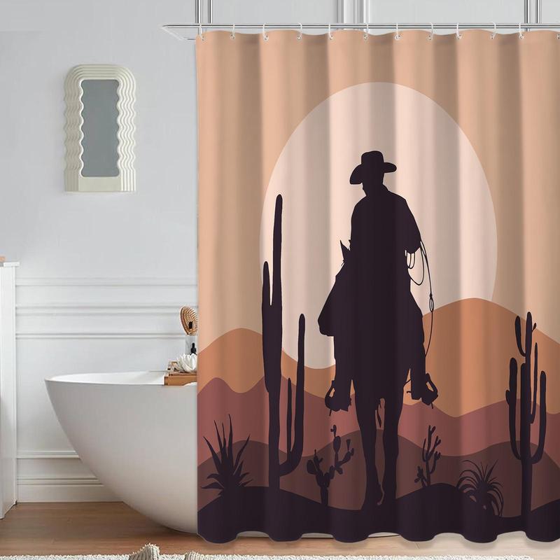 Patterned Shower Curtain, 1 Count Modern Art Character Pattern Waterproof Shower Curtain with Hooks, Bathroom Decoration Supplies for Home Hotel Salon