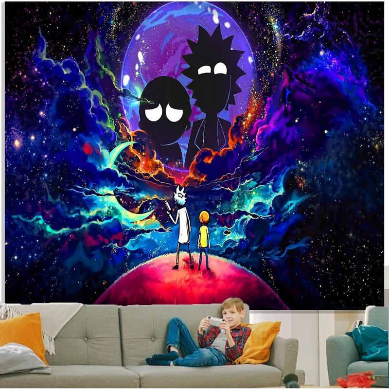 Space Wall Tapestry Hippie Anime Poster for Bedroom Aesthetics Funny Galaxy Star Room Decor Flag Wall Hanging for Teen Girls Men Dorm Living Room (51x60)