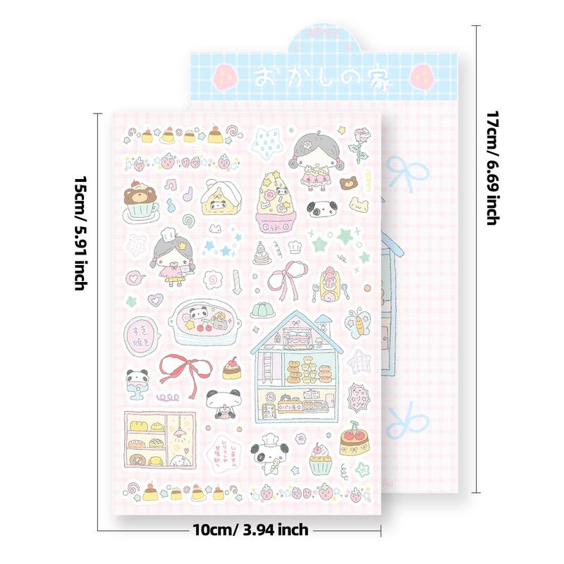 Cute Cartoon Sticker, 1 Sheet Self Adhesive Decorative Stickers, DIY Decals for Water Bottle, Laptop, Phone Case, Scrapbooking, Journal Making