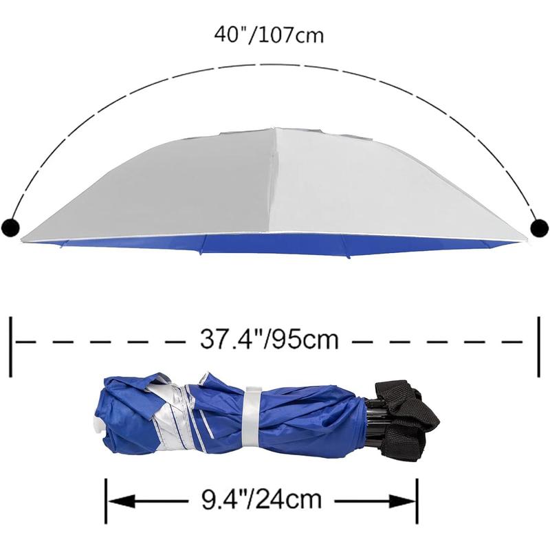 Fishing Umbrella Hat Folding Adjustable Sun Rain Cap, 37.4”Oversize Hands Free Umbrellas, 7-Ribs Anti-UV Waterproof Headwear for Fishing Gardening Golf Sunshade Outdoor