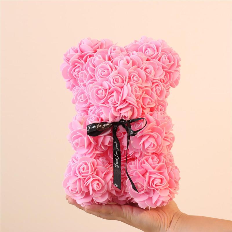 Rose Bear for Room Decor, 1 Count Creative DIY Cute Bear Design Artificial Flower Bouquet Ornaments, Bedroom Decor, Gift for Wedding, Summer Gift, Boyfriend Gifts, Room Accessories