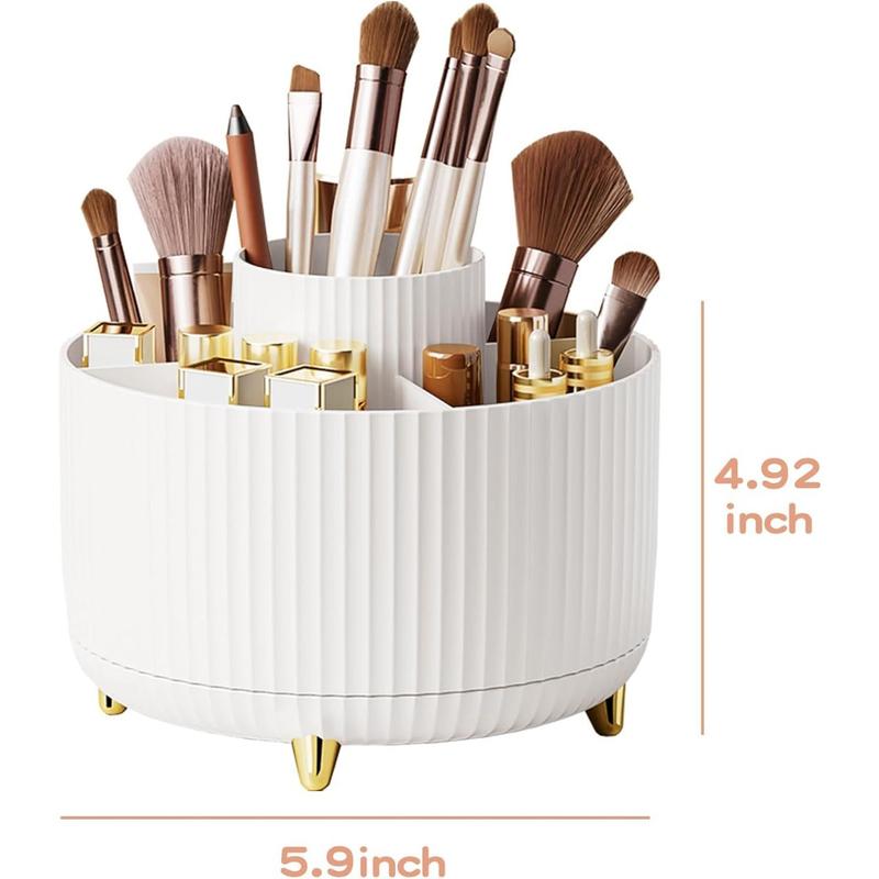 B160-360° Rotating Makeup Brush Holder Organizer, Makeup Organizers Countertop, Makeup organization Skincare Storage for Vanity, Desktop, Bathroom (White)