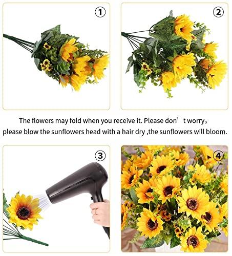 Artificial Sunflower Bouquets,2 Bunches Fake Wildflowers for Baby Shower Home Wedding Spring Decor, Bride Holding Flowers,DIY Garden Craft Art Decor