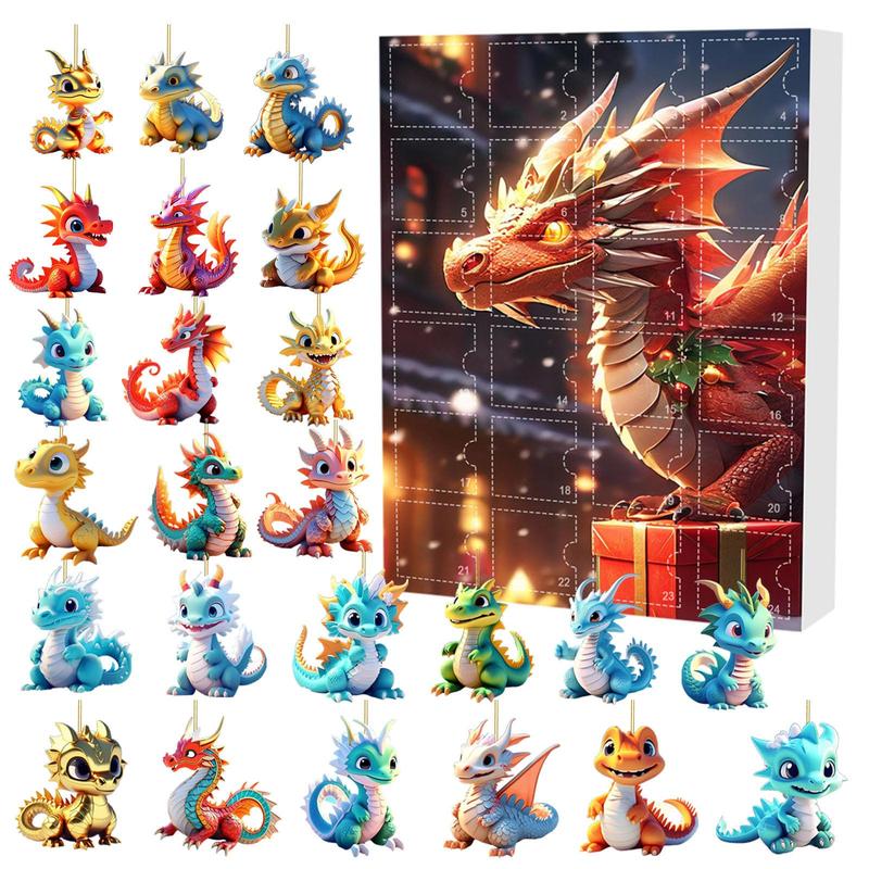 2024 Christmas Countdown Calendar, 1 Set Cute Dragon Baby Design 24 Days Surprise Gifts Christmas Countdown Calendar, Festive & Party Supplies