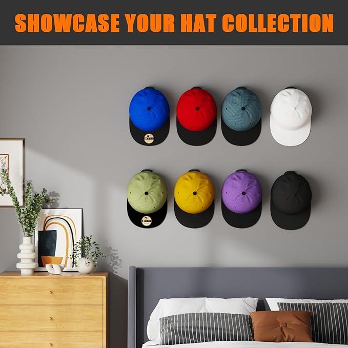 24 Pack Adhesive Hat Hooks for Wall, Strong Hat Rack for Baseball Caps, Minimalist Hat Organizer Display for Home Decor, Hat Hold Hanger for Wall, Door, Closet, No Drilling stainless steel hook  suction